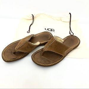 UGGS leather and Sherpa flip flops size 9